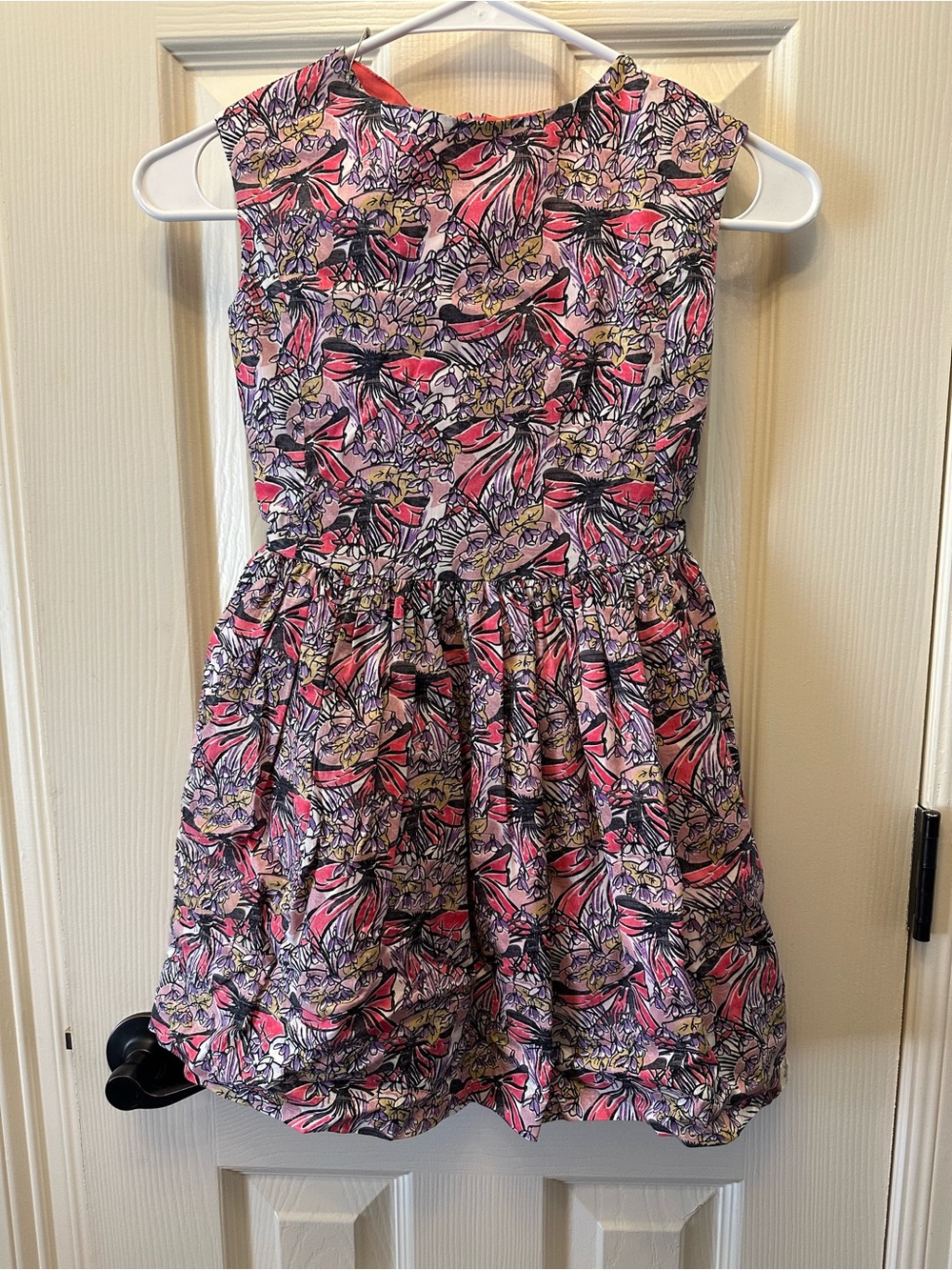 Girls Pink & Purple Floral Sleeveless Casual Dress